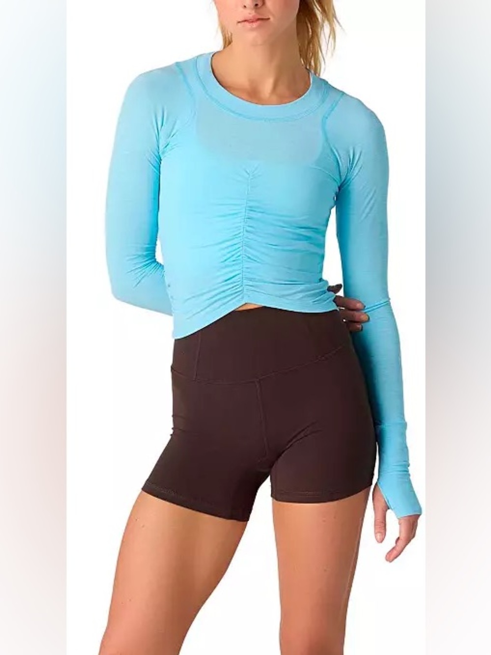 NWT FP Movement Tempo Ruched Long Sleeve Bright Blue | Size M